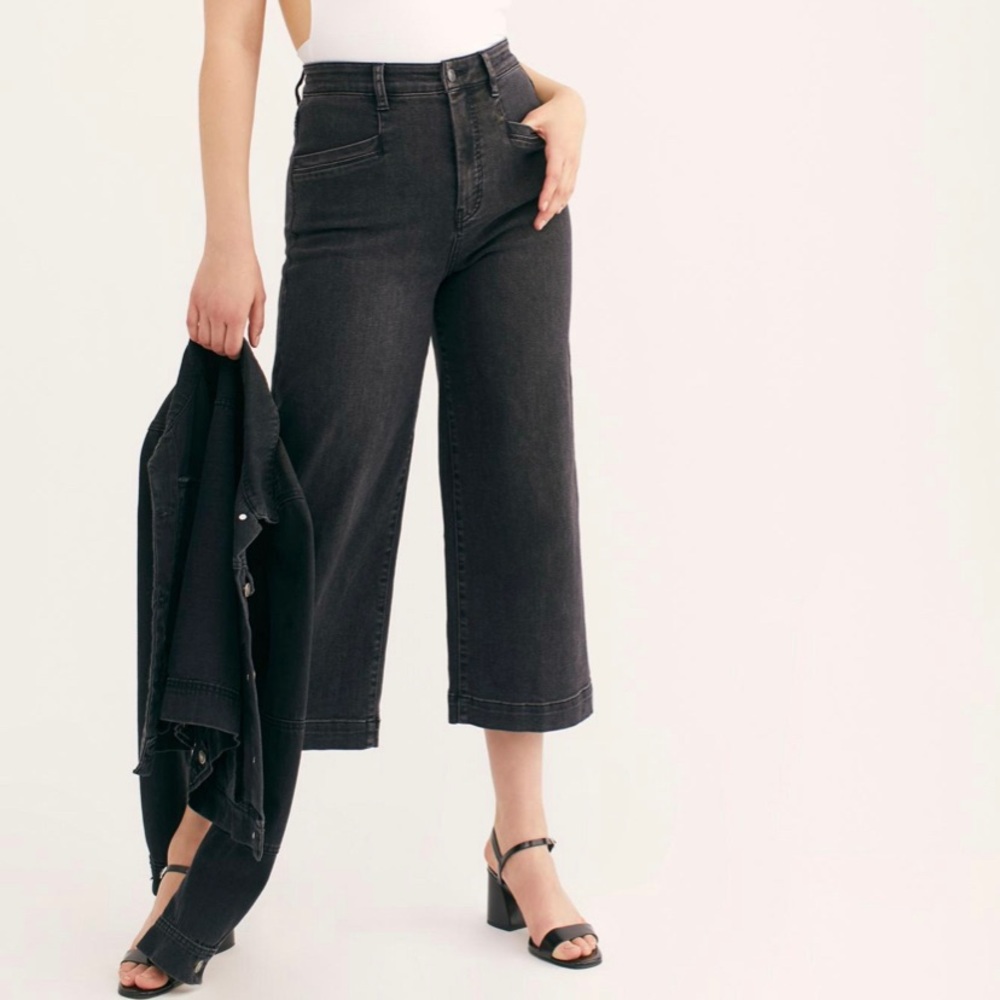 Free People Lace-Up Cropped Jeans